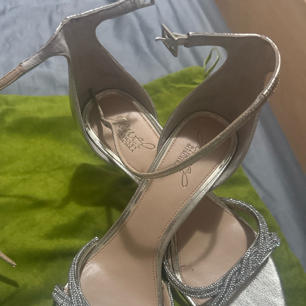 Badgley Mischka Silver Embellished Heels